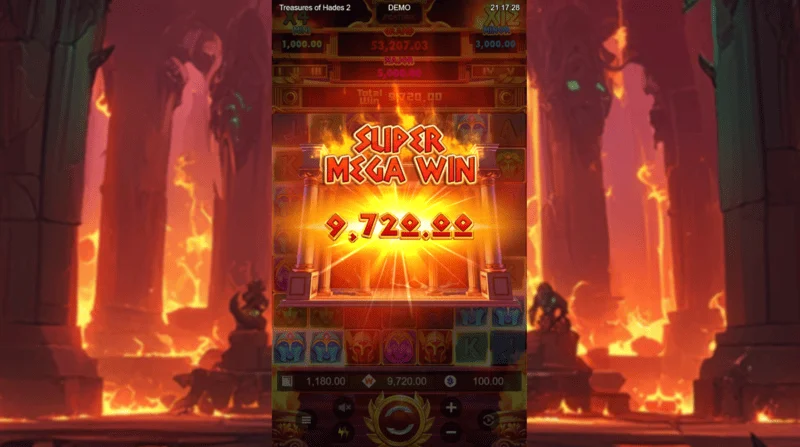 Treasures of Hades 2 — super mega win in the Free Spins round with an accumulating multiplier